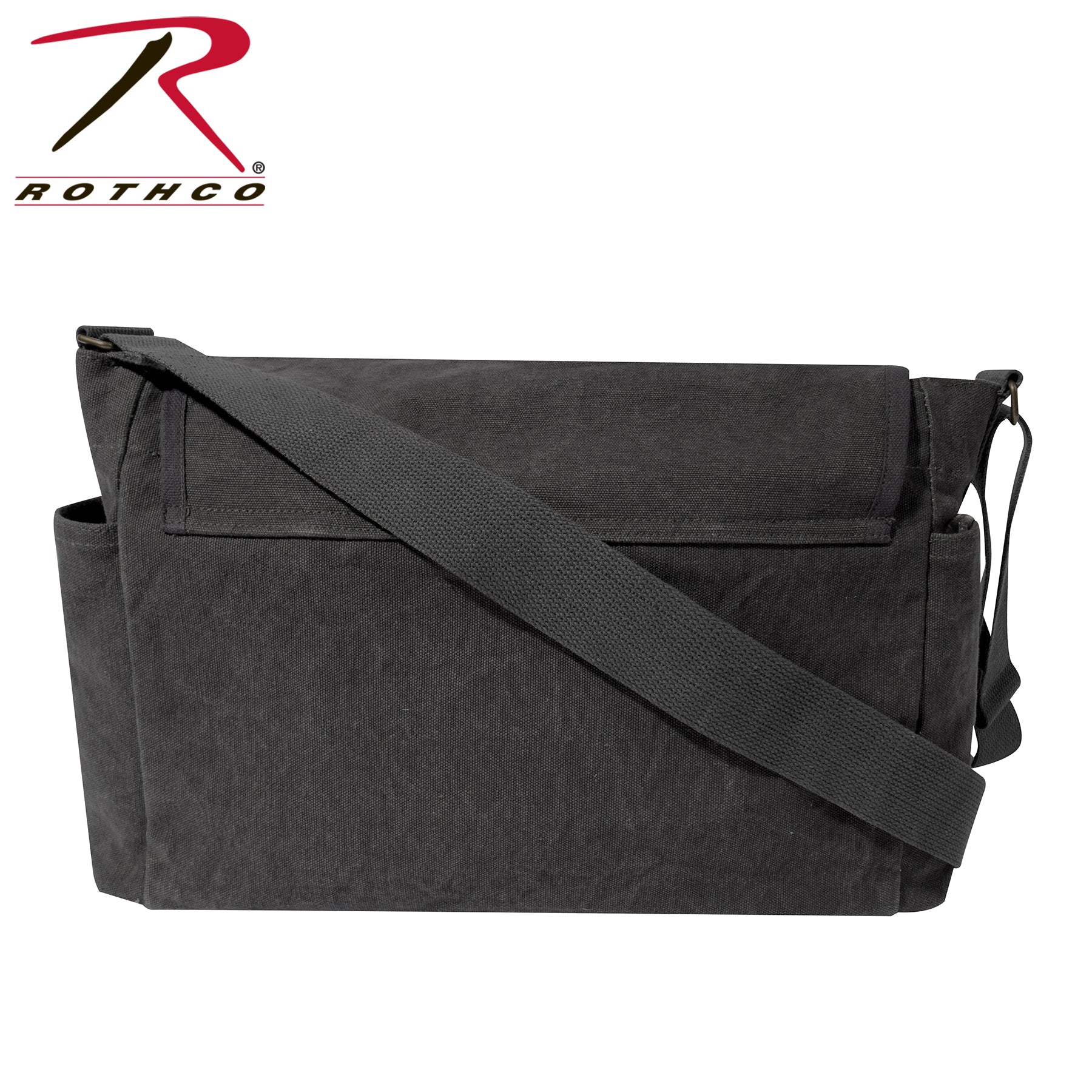 Rothco Classic Canvas Messenger Bag Charcoal Grey - Heavy-Duty Military Style with Multiple Pockets and Adjustable Strap