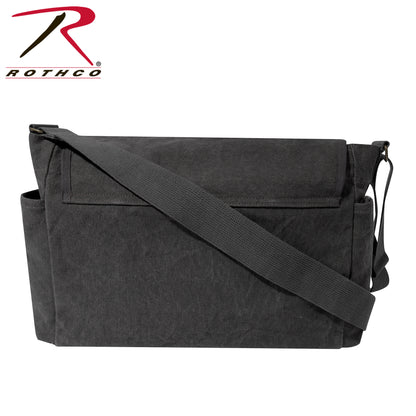 Rothco Classic Canvas Messenger Bag Charcoal Grey - Heavy-Duty Military Style with Multiple Pockets and Adjustable Strap