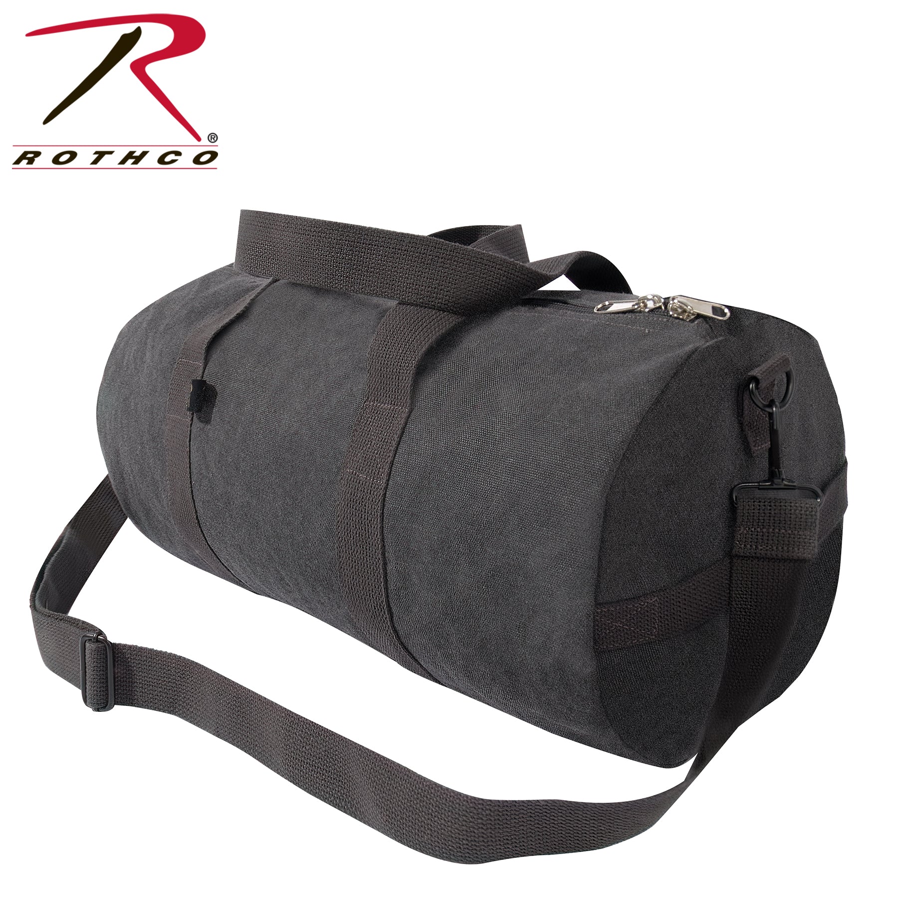 Rothco Canvas Shoulder Duffle Bag Charcoal Grey, 19 Inches - Durable Military-Style Travel and Gym Bag