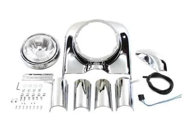 V-Twin 7 Inch Headlamp Cowl Kit Chrome for Harley Davidson FLT Models by V-Twin