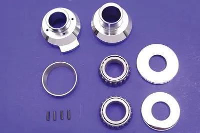 V-Twin Raked Fork Neck Cup Kit Chrome for Harley Davidson FLH Models by V-Twin