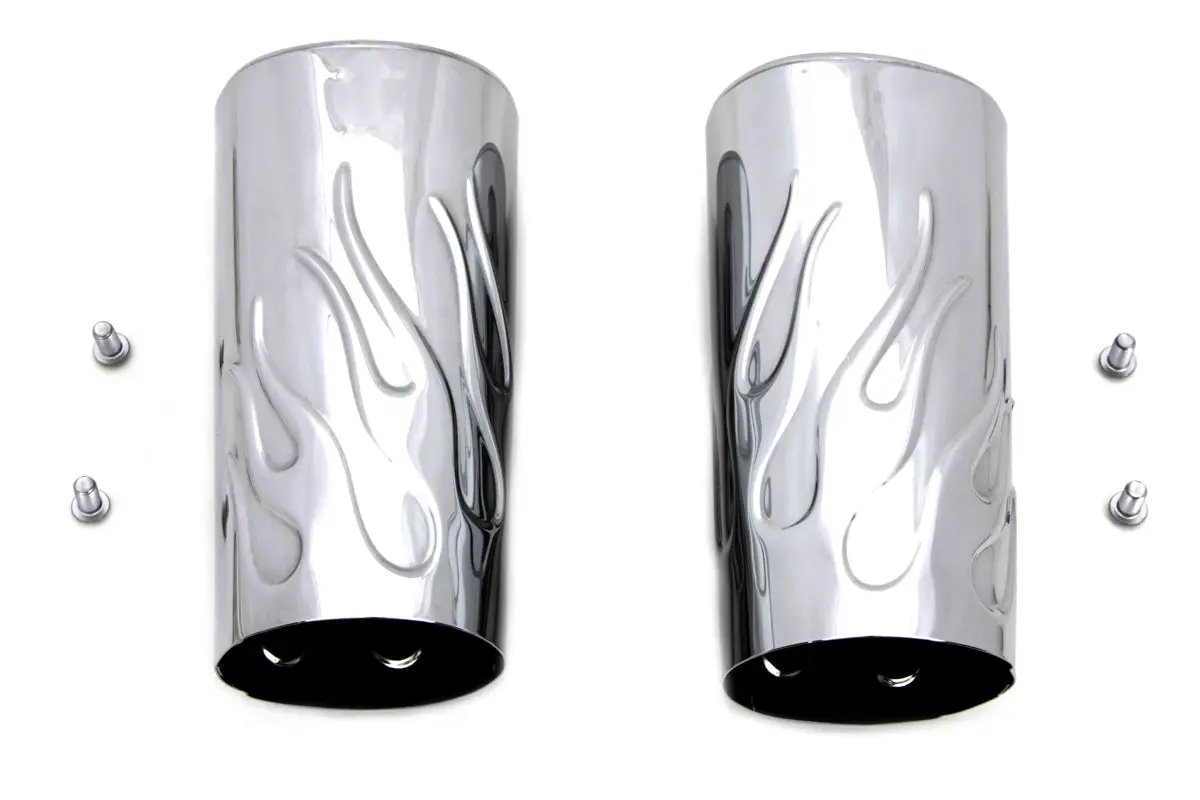 V-Twin 74535 Flame Style Fork Slider Cover Set for Harley Davidson FLT Models by V-Twin