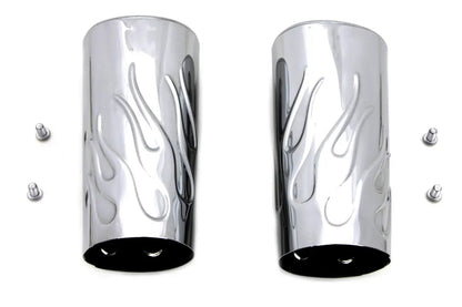 V-Twin 74535 Flame Style Fork Slider Cover Set for Harley Davidson FLT Models by V-Twin