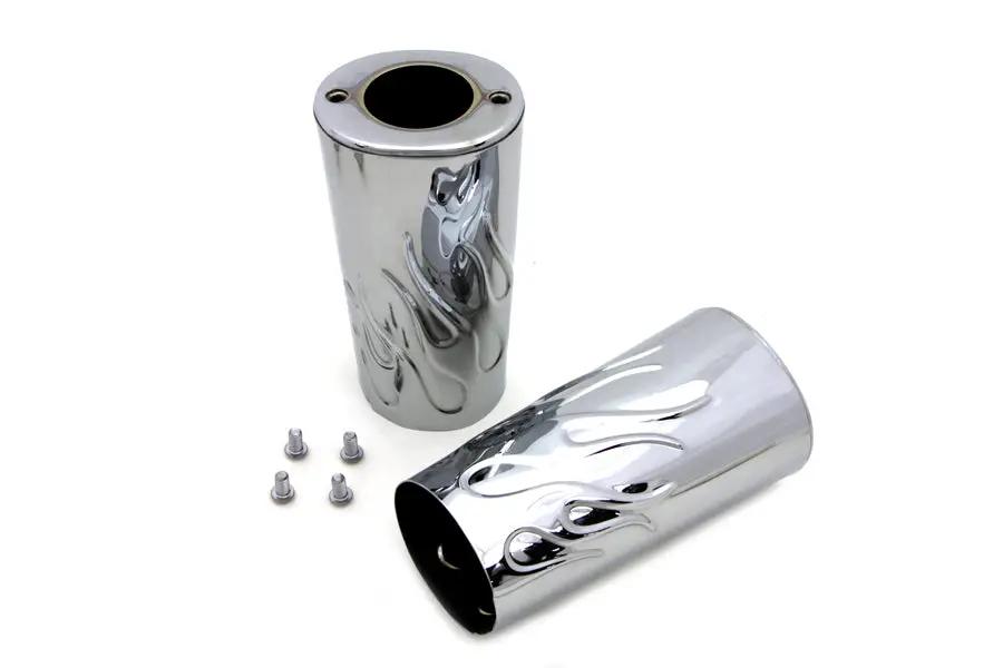 V-Twin 74535 Flame Style Fork Slider Cover Set for Harley Davidson FLT Models by V-Twin