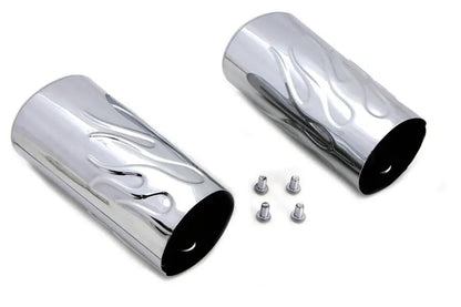 V-Twin 74535 Flame Style Fork Slider Cover Set for Harley Davidson FLT Models by V-Twin
