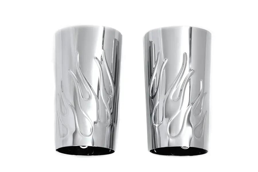 V-Twin Flame Style Chrome Fork Slider Cover Set for Harley Davidson FLT 2014-2023 by V-Twin