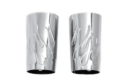 V-Twin Flame Style Chrome Fork Slider Cover Set for Harley Davidson FLT 2014-2023 by V-Twin