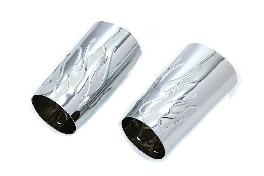 V-Twin Flame Style Chrome Fork Slider Cover Set for Harley Davidson FLT 2014-2023 by V-Twin