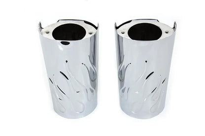 V-Twin Flame Style Chrome Fork Slider Cover Set for Harley Davidson FLT 2014-2023 by V-Twin