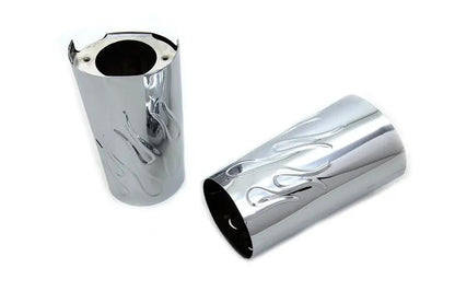 V-Twin Flame Style Chrome Fork Slider Cover Set for Harley Davidson FLT 2014-2023 by V-Twin