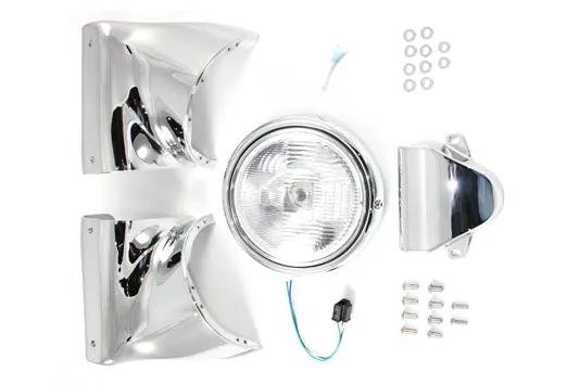 V-Twin 7 inch Headlamp Cowl Kit Chrome for Harley Davidson FL (1960-1969) by V-Twin