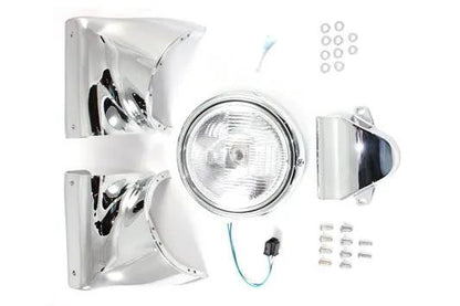 V-Twin 7 inch Headlamp Cowl Kit Chrome for Harley Davidson FL (1960-1969) by V-Twin