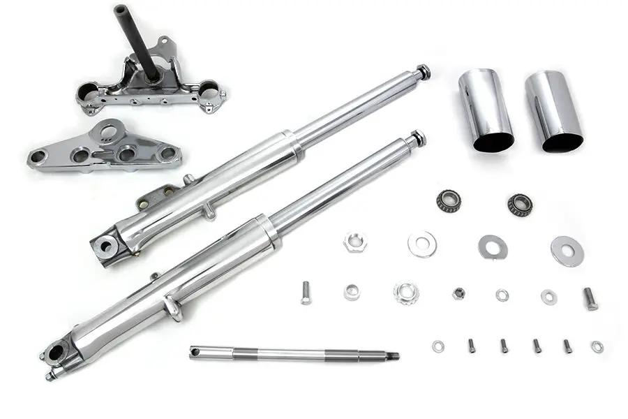 V-Twin 41mm Fork Assembly with Polished Sliders and Chrome Triple Trees for Harley Davidson FL & FX by V-Twin