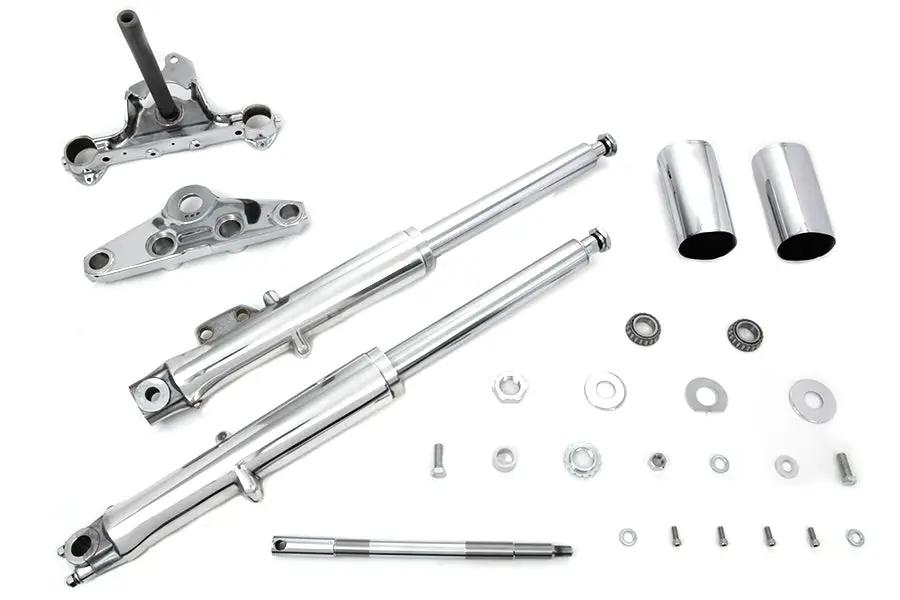 V-Twin 41mm Fork Assembly with Polished Sliders and Chrome Triple Trees for Harley Davidson FL & FX by V-Twin
