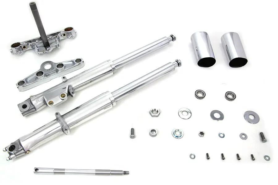 V-Twin 41mm Fork Assembly with Polished Sliders and Chrome Triple Trees for Harley Davidson FL & FX by V-Twin