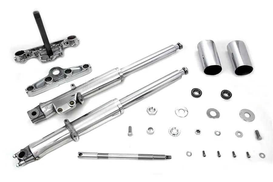 V-Twin 41mm Fork Assembly with Polished Sliders and Chrome Triple Trees for Harley Davidson FL & FX by V-Twin