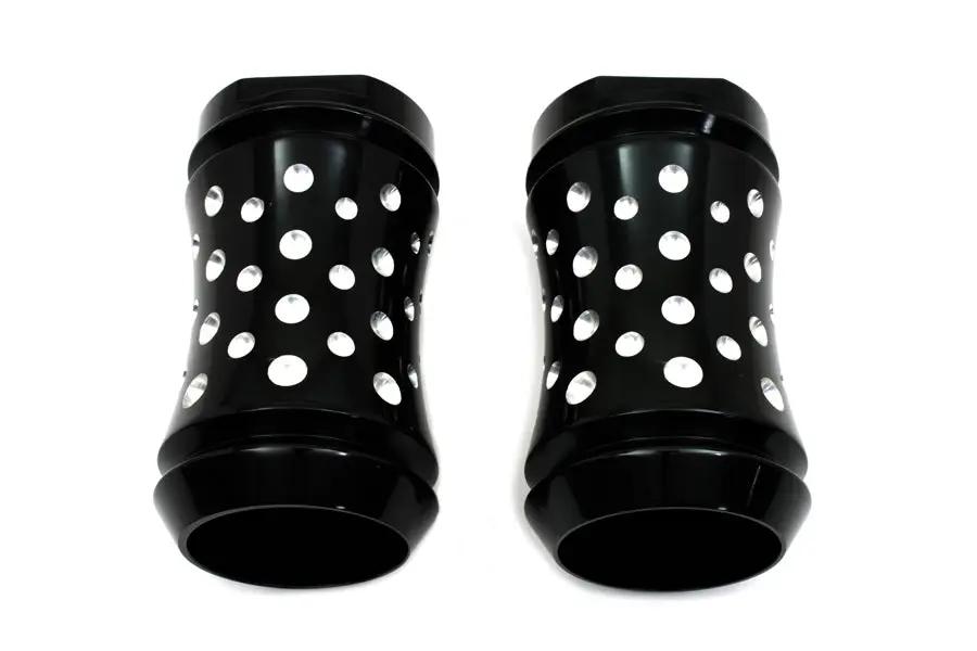 V-Twin Agostinni Style Black Fork Slider Cover Set for Harley Davidson FL 1949-1958 by V-Twin