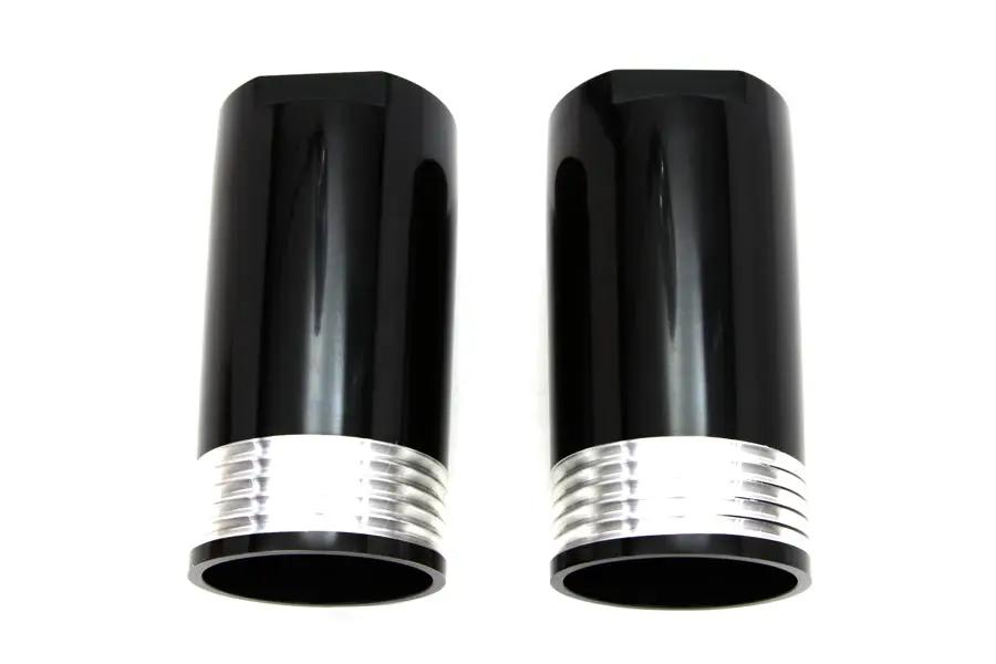 V-Twin Black Fork Slider Cover Set with Tapered Design for Harley Davidson FL Models by V-Twin