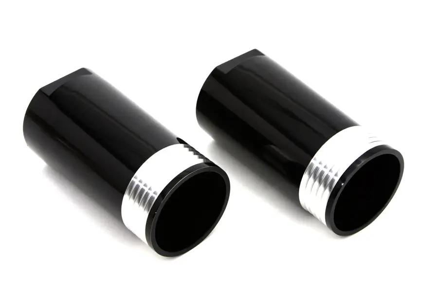 V-Twin Black Fork Slider Cover Set with Tapered Design for Harley Davidson FL Models by V-Twin