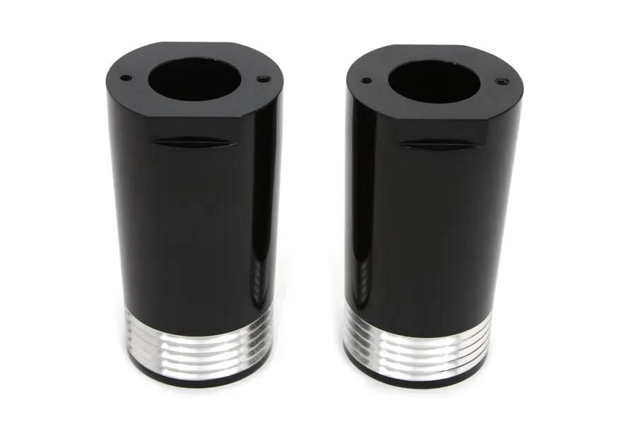 V-Twin Black Fork Slider Cover Set with Tapered Design for Harley Davidson FL Models by V-Twin