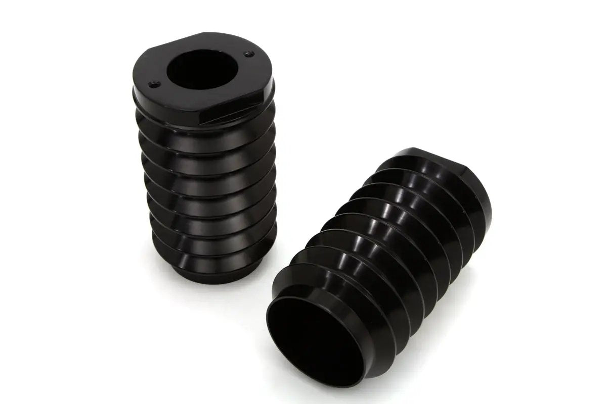 V-Twin Black Fork Slider Cover Set Bellowed Style for Harley Davidson FL 1949-1958 by V-Twin