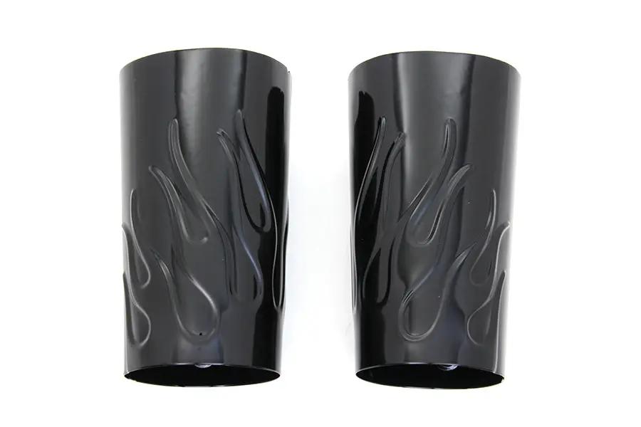 V-Twin Flame Style Fork Tube Cover Set for Harley Davidson FLT – Black Finish by V-Twin
