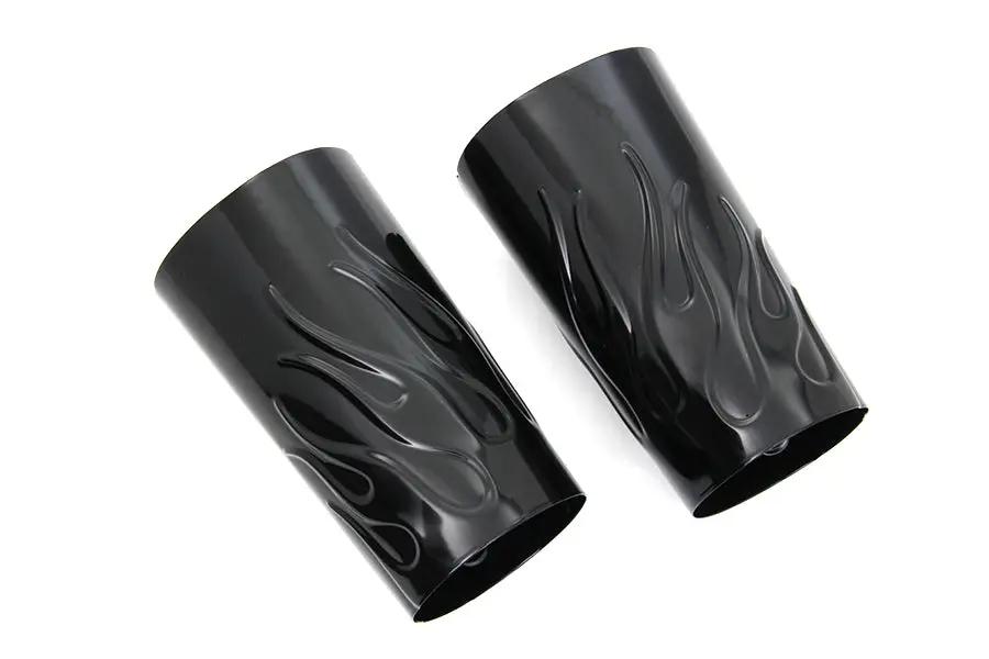 V-Twin Flame Style Fork Tube Cover Set for Harley Davidson FLT – Black Finish by V-Twin