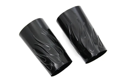 V-Twin Flame Style Fork Tube Cover Set for Harley Davidson FLT – Black Finish by V-Twin
