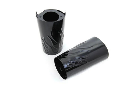 V-Twin Flame Style Fork Tube Cover Set for Harley Davidson FLT – Black Finish by V-Twin