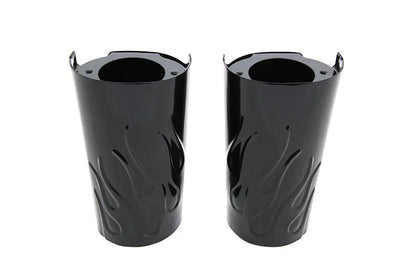 V-Twin Flame Style Fork Tube Cover Set for Harley Davidson FLT – Black Finish by V-Twin