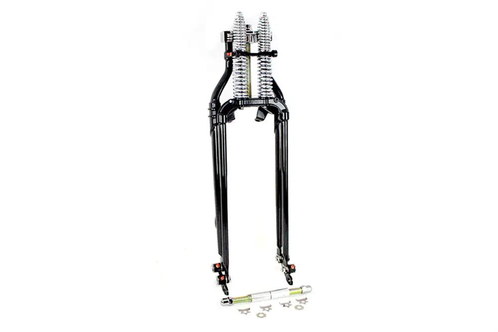 V-Twin 24 Inch Spring Fork Kit Offset Black for Harley Davidson FL Models by V-Twin