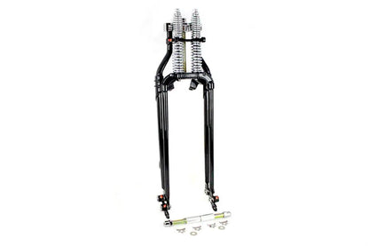 V-Twin 24 Inch Spring Fork Kit Offset Black for Harley Davidson FL Models by V-Twin