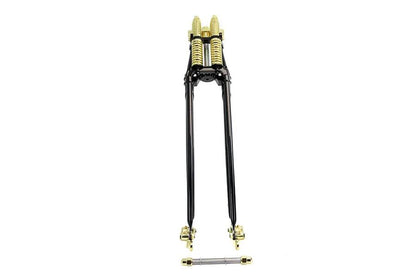 V-Twin 24 Inch Spring Fork Kit Black with Brass Accents for Harley Davidson FL Models by V-Twin