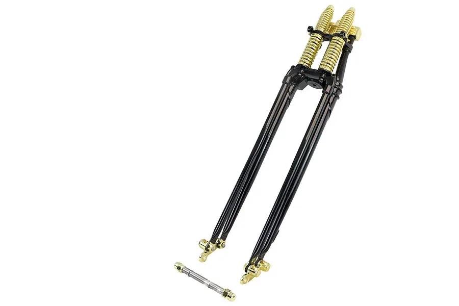 V-Twin 24 Inch Spring Fork Kit Black with Brass Accents for Harley Davidson FL Models by V-Twin