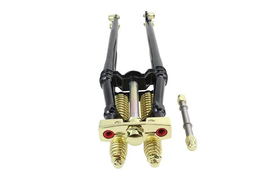 V-Twin 24 Inch Spring Fork Kit Black with Brass Accents for Harley Davidson FL Models by V-Twin