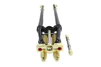 V-Twin 24 Inch Spring Fork Kit Black with Brass Accents for Harley Davidson FL Models by V-Twin