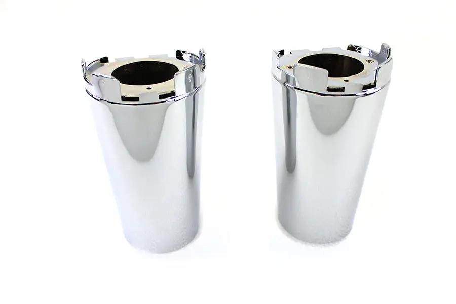 V-Twin Upper Fork Slider Cover Set Chrome for Harley Davidson FLFB and FLFBS Models Part 78303 by V-Twin