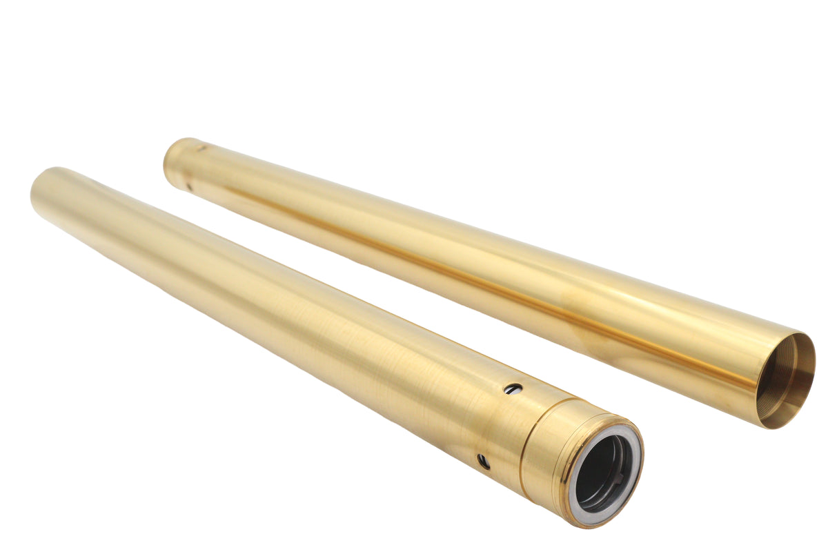 V-Twin Gold Anodized 49mm Fork Tube Set, Stock Length, Part IFT-0010-G