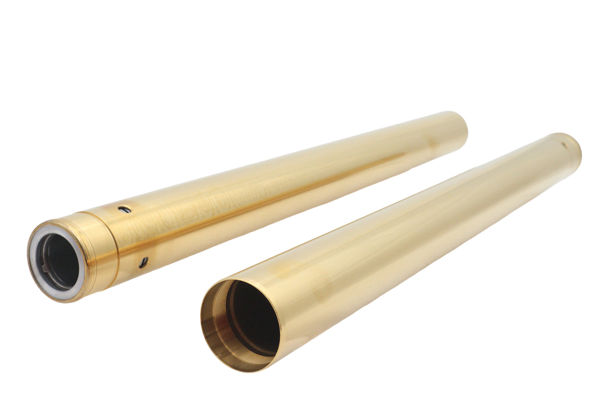 V-Twin Gold Anodized 49mm Fork Tube Set, Stock Length, Part IFT-0010-G