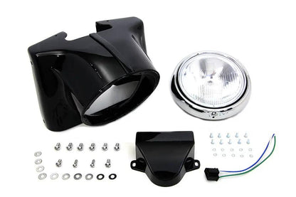 V-Twin 7 Inch Headlamp Cowl Kit Black for Harley Davidson FL Models by V-Twin