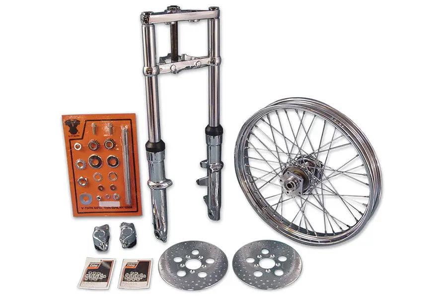 V-Twin 41mm Fork Assembly with Chrome Sliders and 21-inch Wheel for Harley Davidson FX Models by V-Twin
