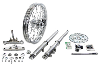V-Twin Fork Assembly with Polished Sliders and 21 Inch Chrome Wheel for Harley Davidson FXST Models