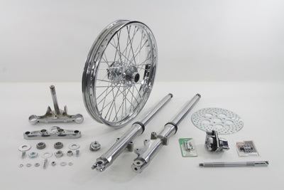 V-Twin Fork Assembly with Polished Sliders and 21 Inch Chrome Wheel for Harley Davidson FXST Models