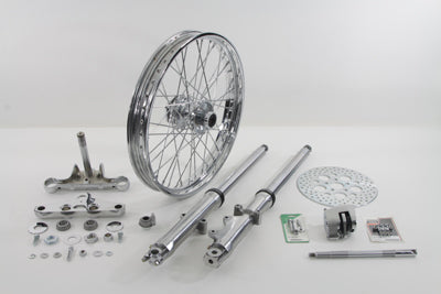 V-Twin Fork Assembly with Polished Sliders and 21 Inch Chrome Wheel for Harley Davidson FXST Models