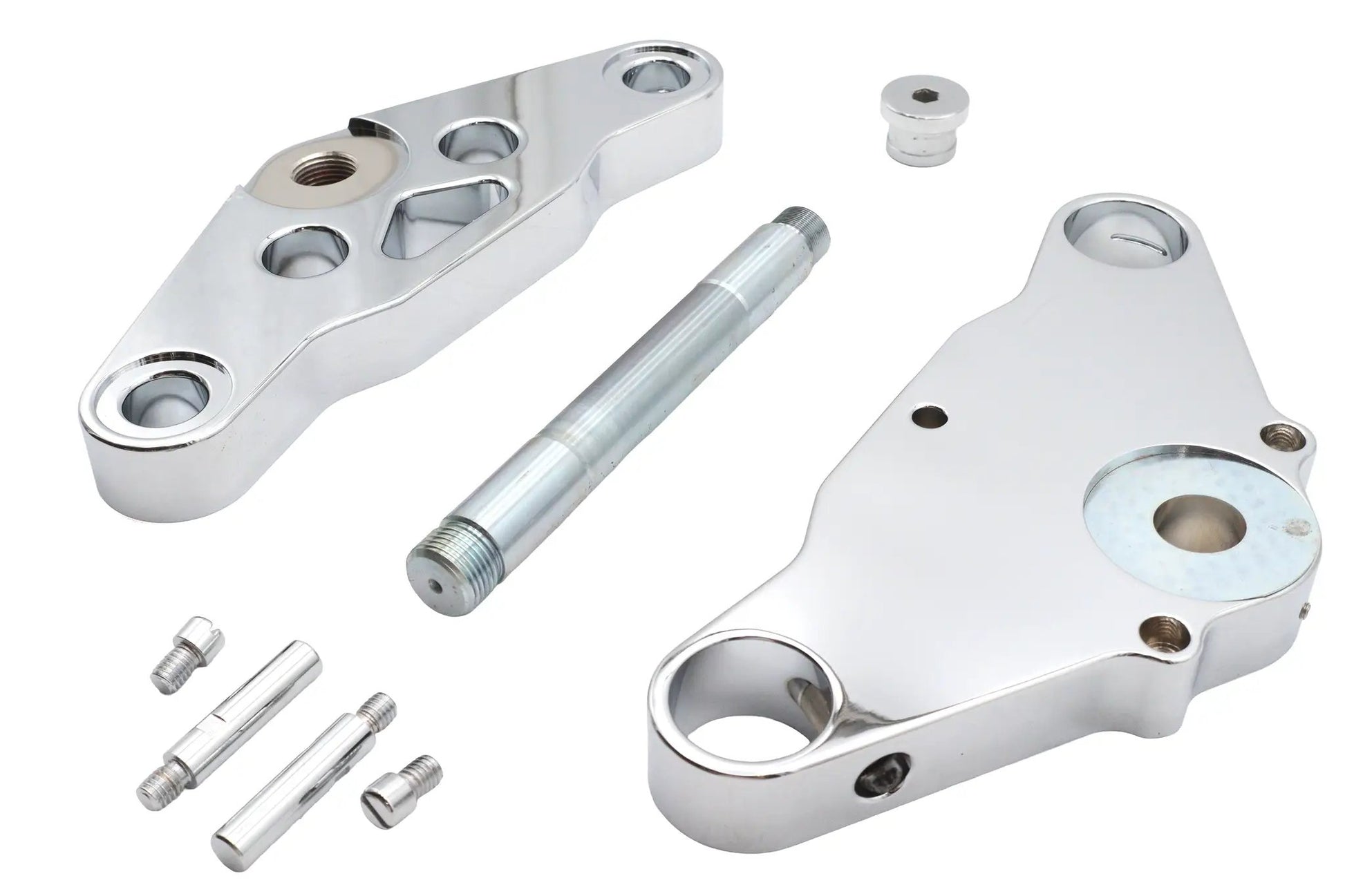 Ultima Chrome 5 Triple Tree Set Billet with Stainless Steel Stem and Headlight Mount Hole by Ultima