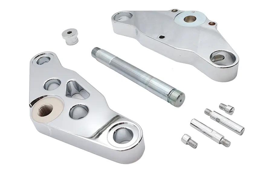 Ultima Chrome 5 Triple Tree Set Billet with Stainless Steel Stem and Headlight Mount Hole by Ultima
