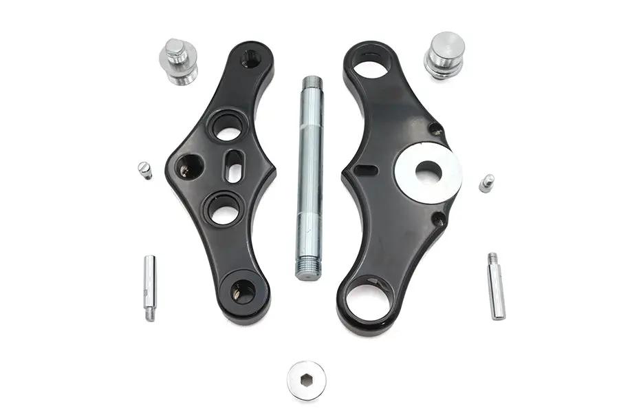 Ultima Black 0 Pointed Triple Tree Set Billet with Fork Stops for 41mm Fork Tubes by Ultima