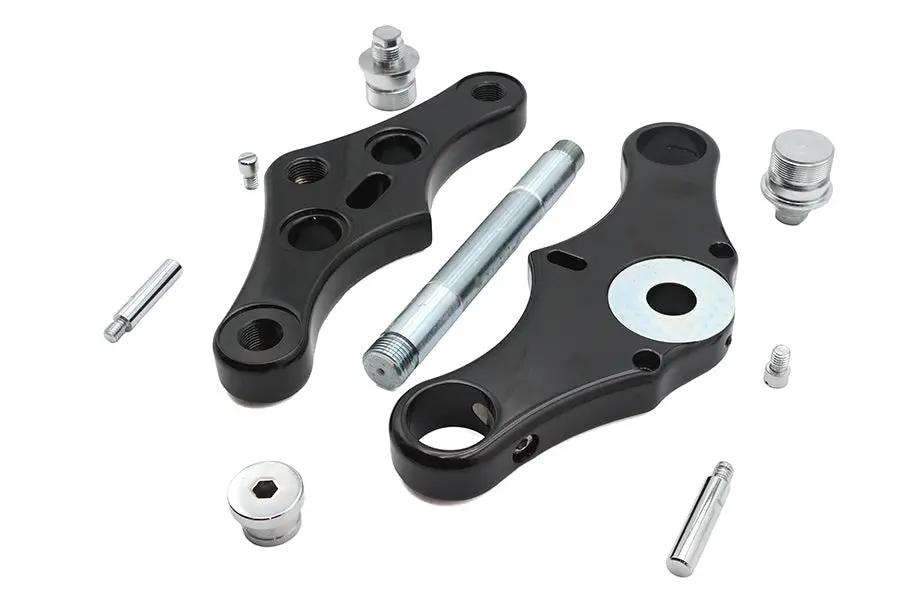 Ultima Black 0 Pointed Triple Tree Set Billet with Fork Stops for 41mm Fork Tubes by Ultima