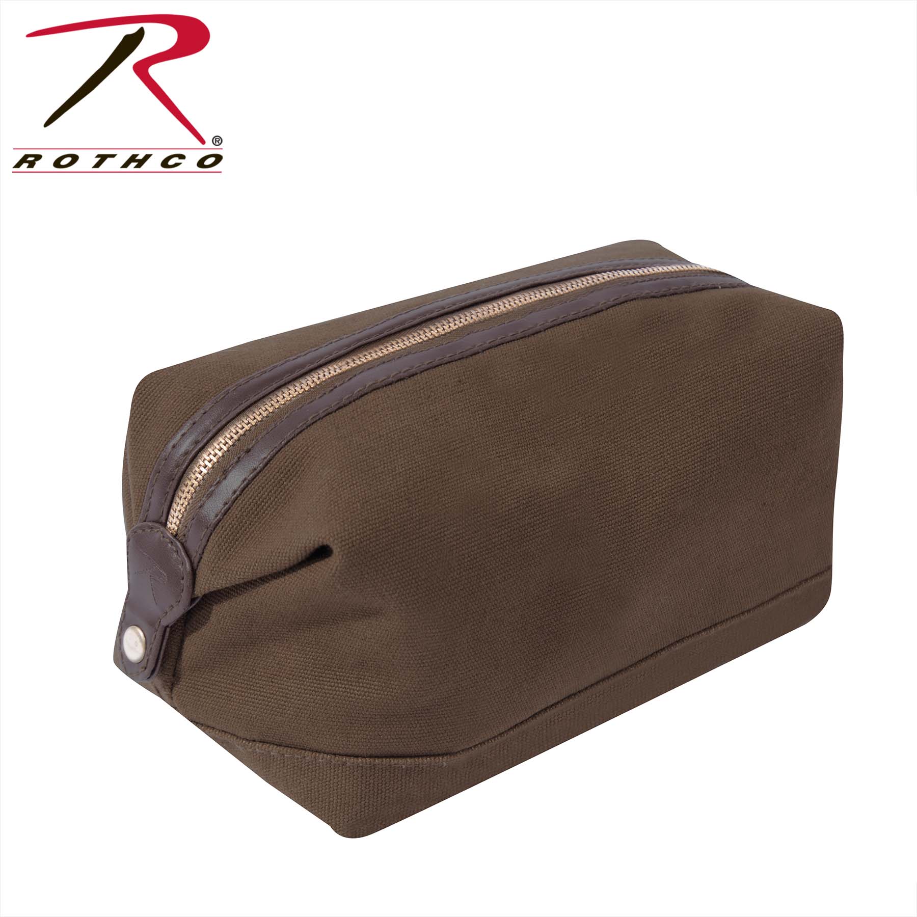 Rothco Canvas & Leather Travel Kit Earth Brown - Vintage Style Toiletry Bag