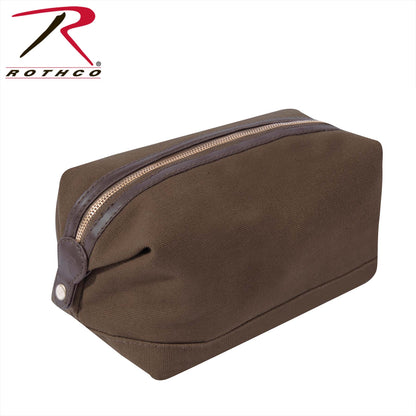 Rothco Canvas & Leather Travel Kit Earth Brown - Vintage Style Toiletry Bag